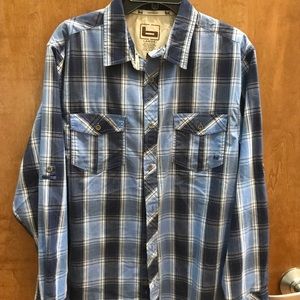 Bandad Plaid Men’s Button Down Long Shirt